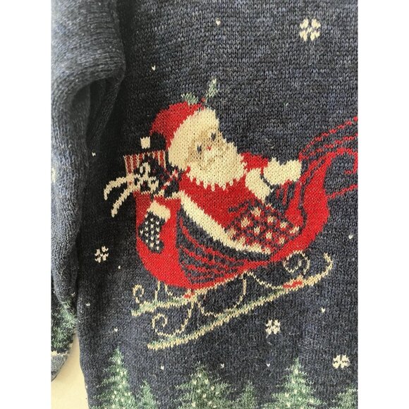 Vtg Nutcracker size S Grandmacore Ugly Christmas Sweater Santa Sleigh 39" Chest - Picture 6 of 10